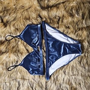 Cupshe Velvet Blue Bikini Size Large